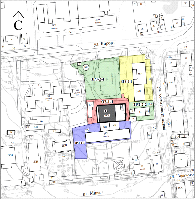 Постановление Правительства Нижегородской области от 08.04.2026 N 133 "Об установлении зон охраны объектов культурного наследия регионального значения "Здание школы, где в 1918 г. учился писатель А.И.Патреев" (Нижегородская область, Лукояновский район, г. Лукоянов, пл. Мира, 5), "Особняк" (Нижегородская область, г. Лукоянов, пл. Мира, 8), утверждении ограничений использования земельных участков и их частей и требований к градостроительным регламентам в границах территорий данных зон". Рис. 1