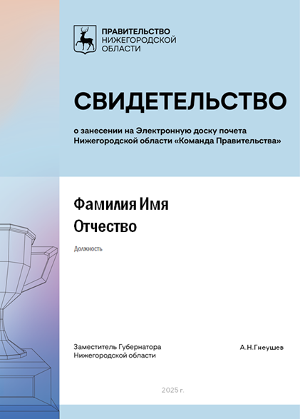 Распоряжение Губернатора Нижегородской области от 06.05.2025 N 958-р "О создании комиссии по отбору кандидатов для занесения на Электронную доску почета Нижегородской области "Команда Правительства"