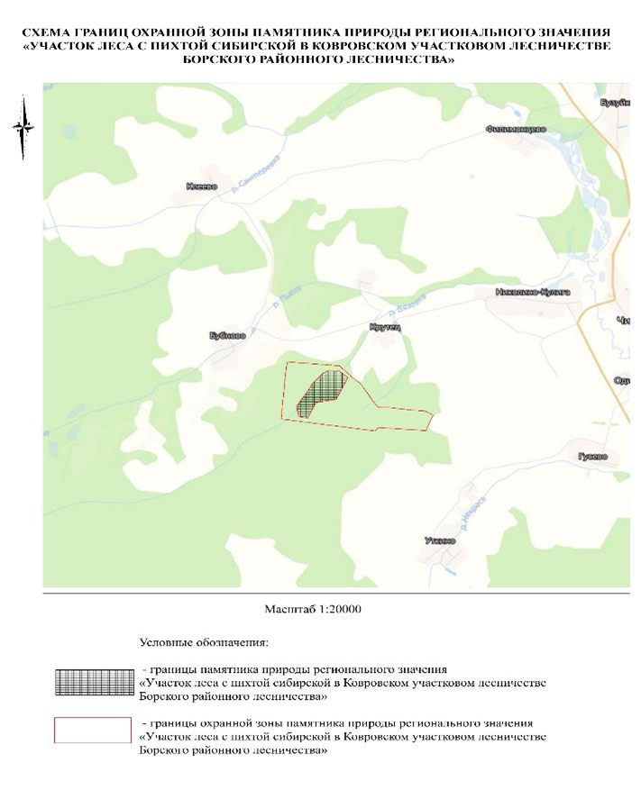 Указ Губернатора Нижегородской области от 20.02.2026 N 35 "Об установлении охранной зоны памятника природы регионального значения "Участок леса с пихтой сибирской в Ковровском участковом лесничестве Борского районного лесничества". Рис. 1